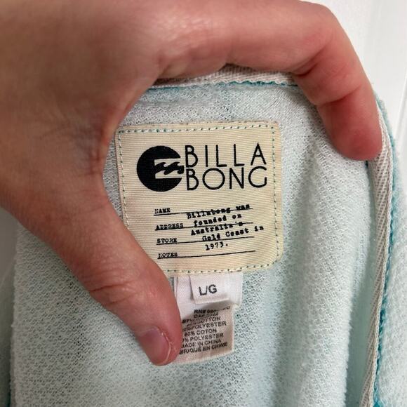 Billabong Pullover Graphic Hoodie Sweatshirt Women's Large Blue Pink Heart Y2K - Picture 10 of 10